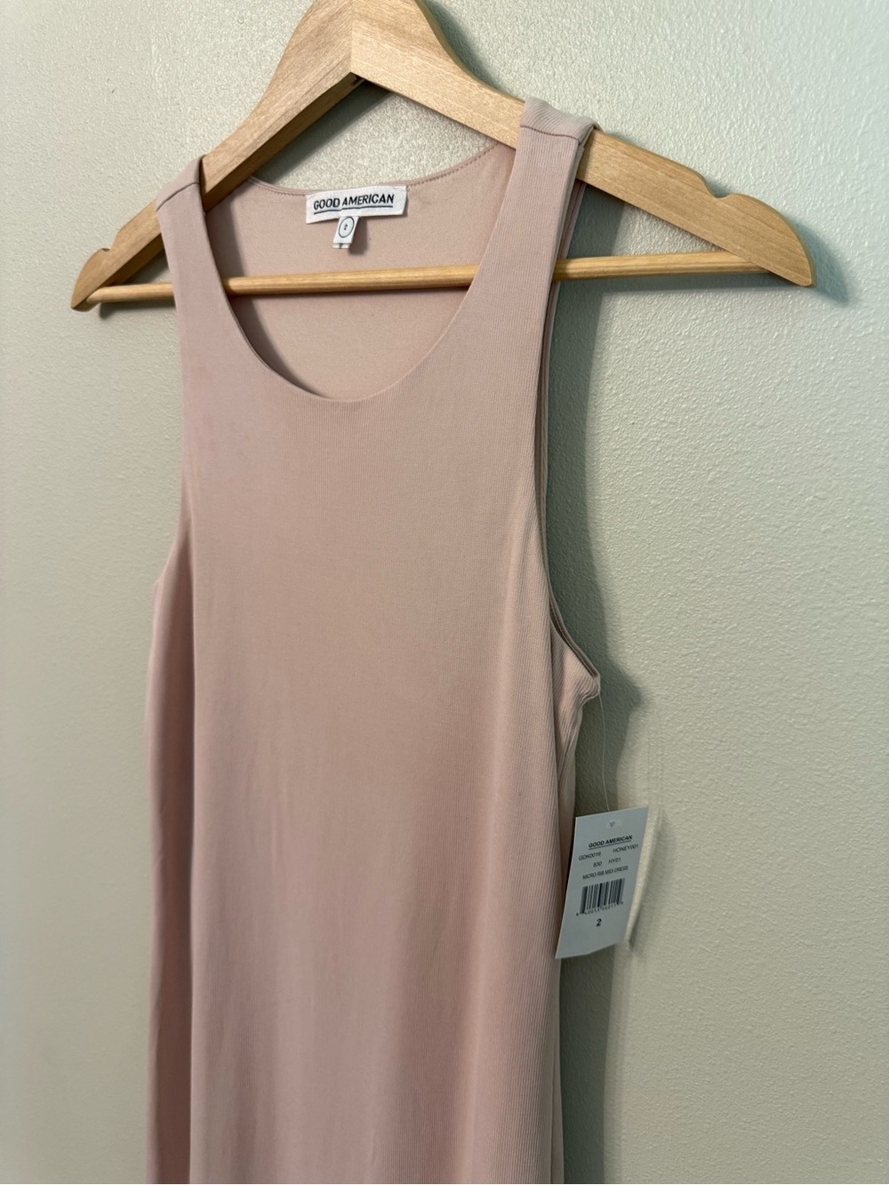 Good American Micro Rib Midi Dress Honey Pink NWT Size M Bodycon - Picture 5 of 10